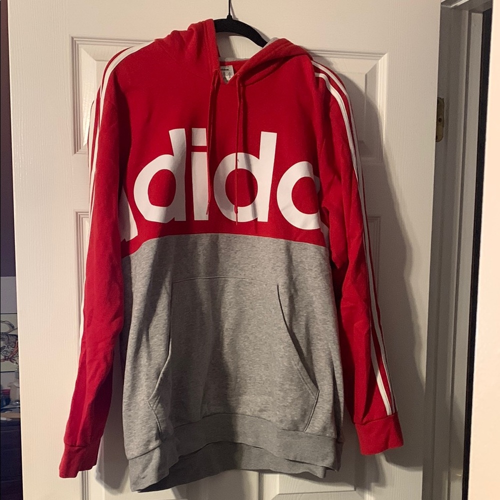 Adidas Red and Gray Hoodie